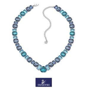 Swarovski Necklace with crystals in stunning variety of blue shades.